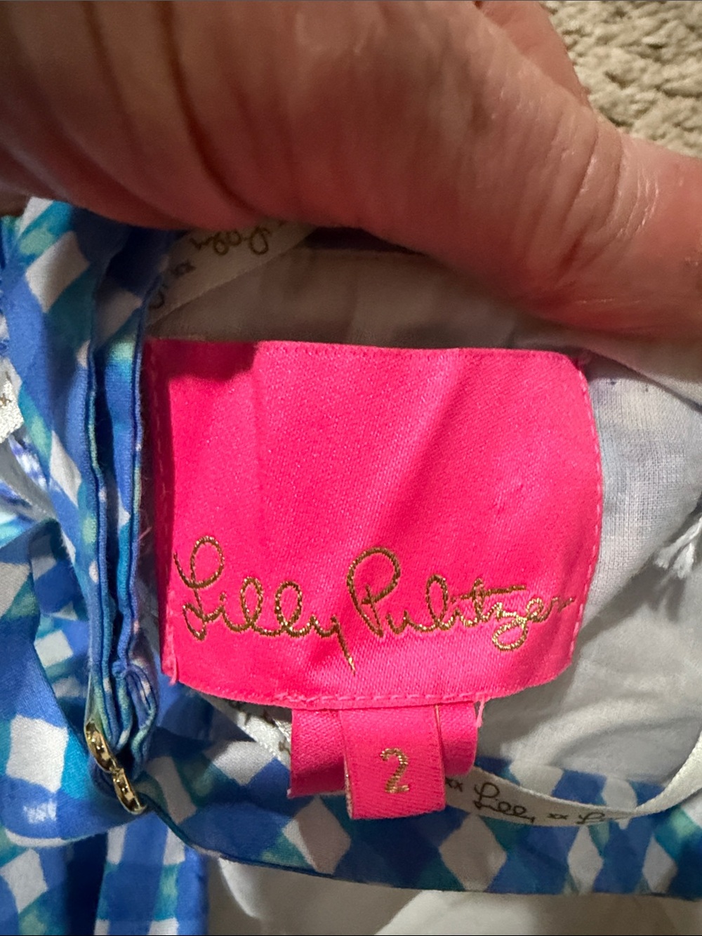 Lilly Pulitzer Shylee Cotton Maxi Dress in the "Boca Blue Double Checking" print - Picture 5 of 5